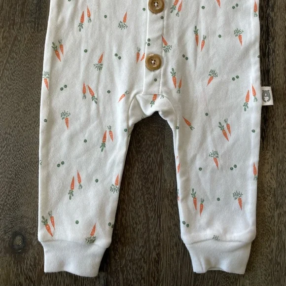 SOLD🥕 NWT Organic Cotton Carrot Long sleeve onesie with brown buttons - Picture 2 of 6